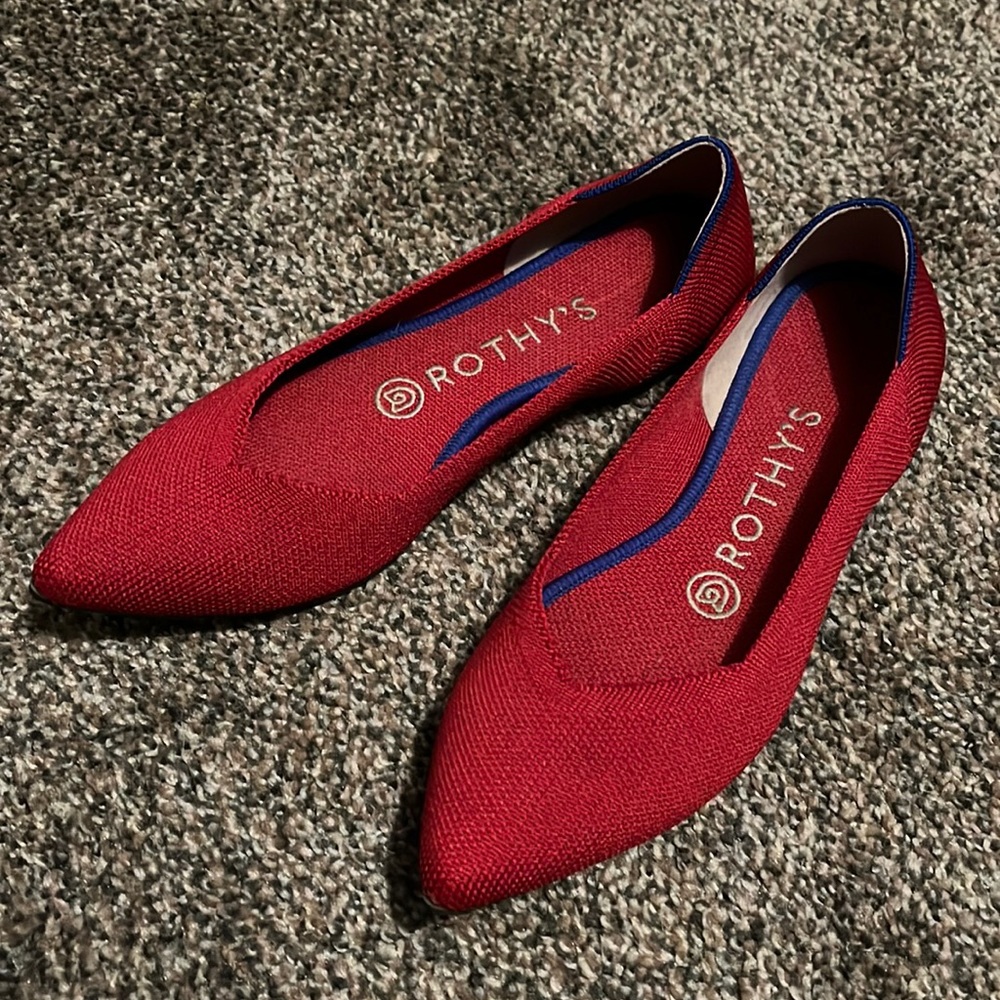 Rothy’s Pointed Toe Red Flats